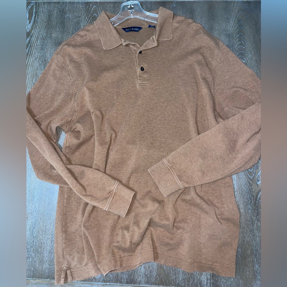 Scott Barber Pima Cotton Long Sleeve Polo Shirt Men’s XL Made in Peru